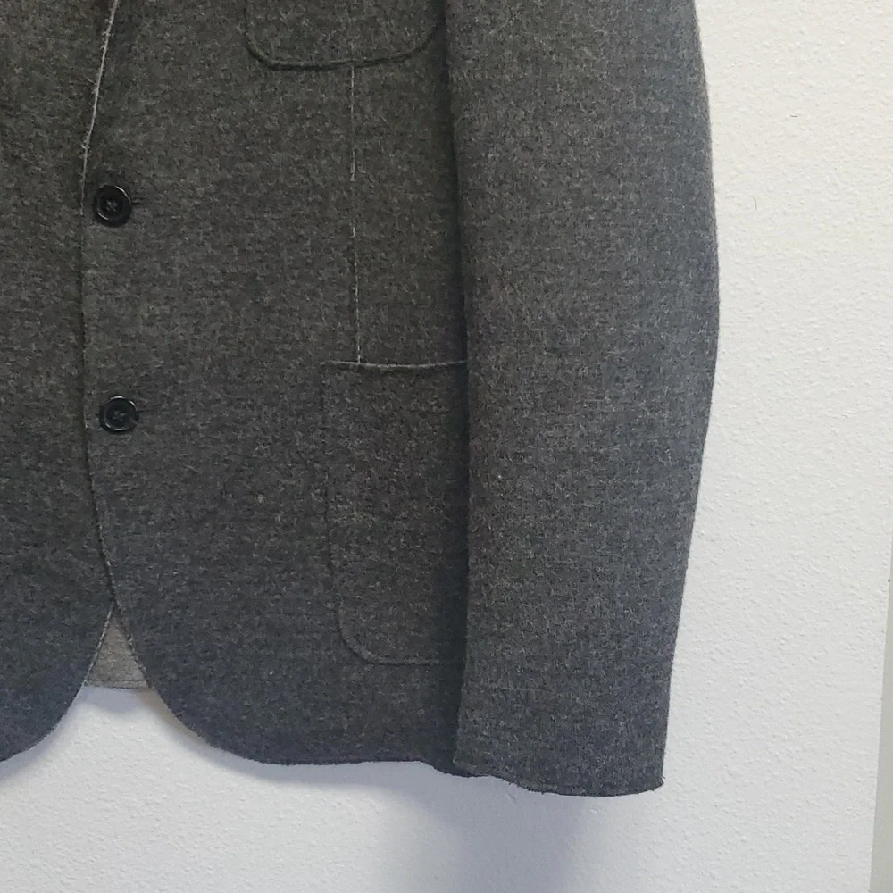 Saks Fifth Avenue wool blend stand up collar blazer trim fit